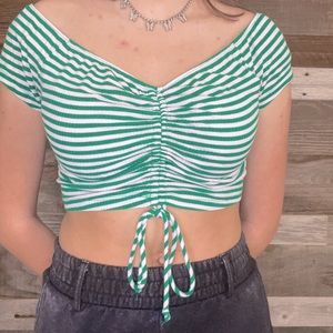 Off the Shoulder Green Crop Top